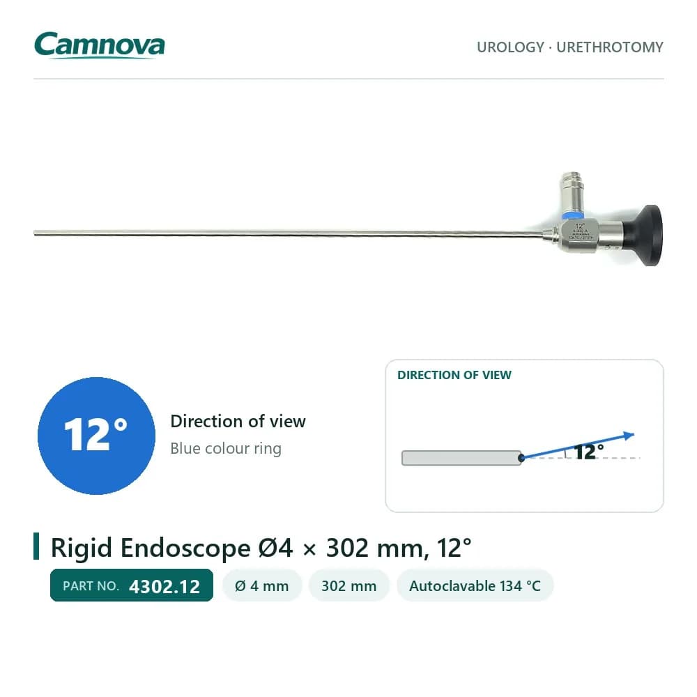 4302.12 rigid endoscope 4 mm × 302 mm, 12° view, blue colour ring