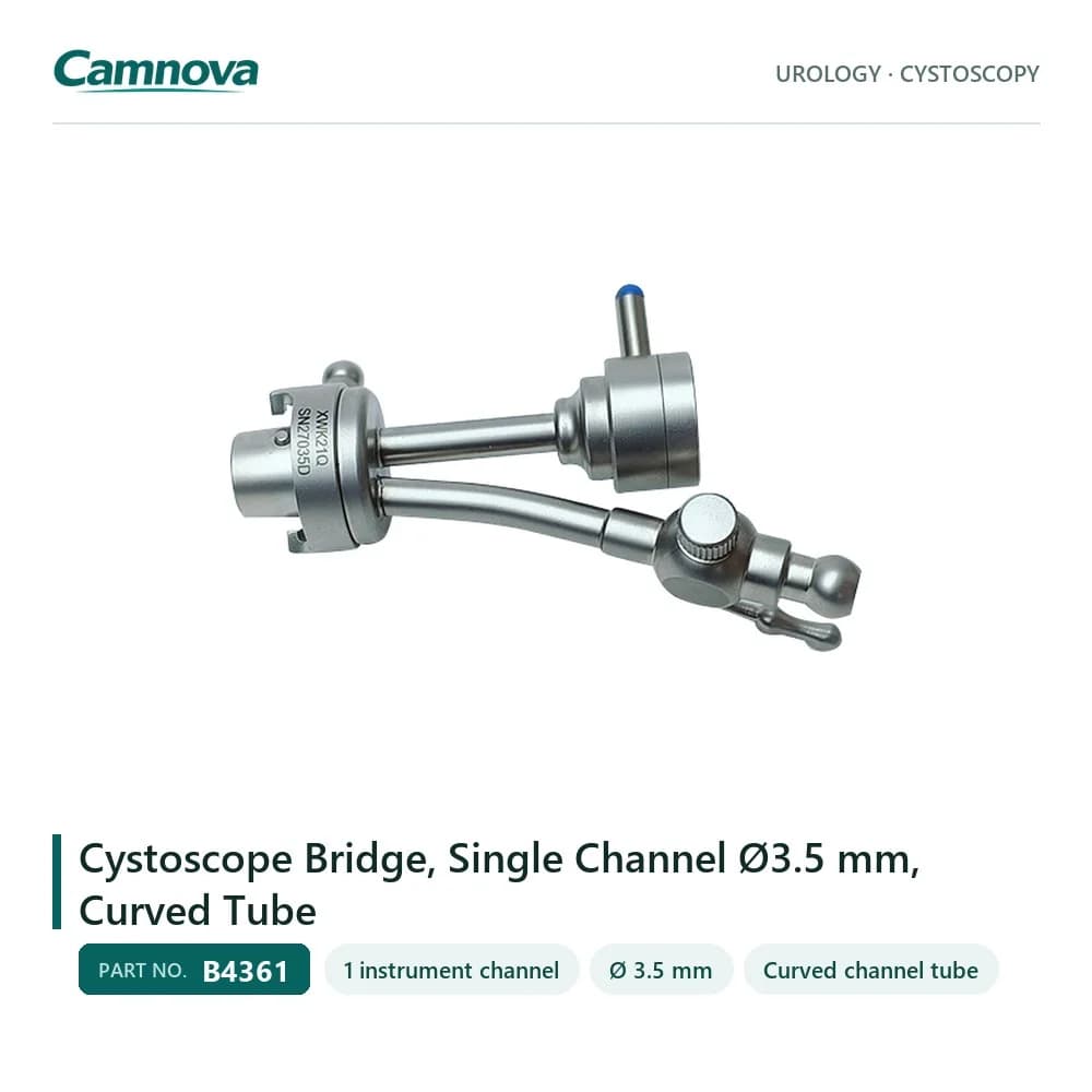 B4361 cystoscope bridge, single 3.5 mm channel on a curved tube