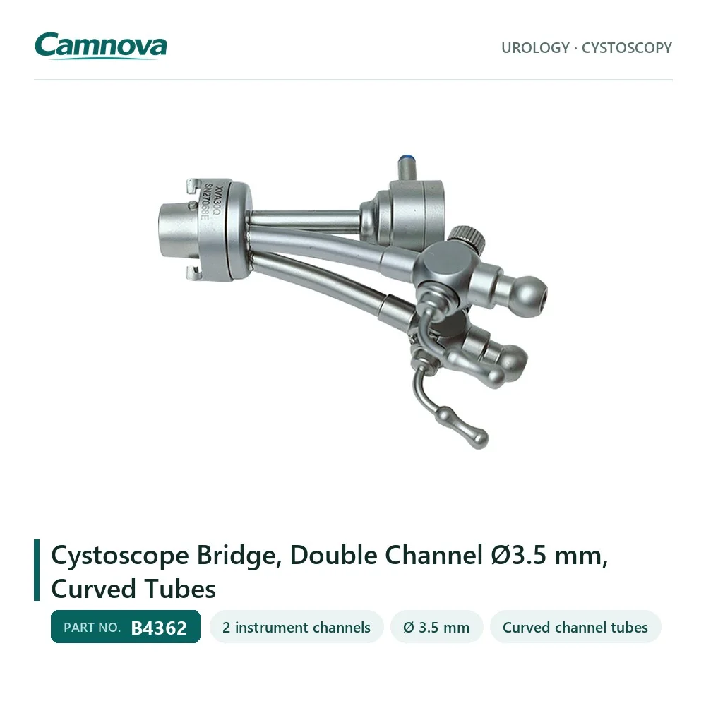 B4362 cystoscope bridge, two 3.5 mm channels on curved tubes