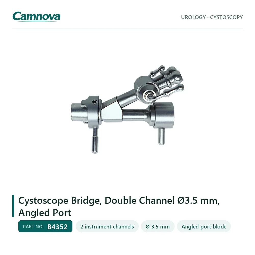 B4352 cystoscope bridge, two 3.5 mm channels in an angled port block