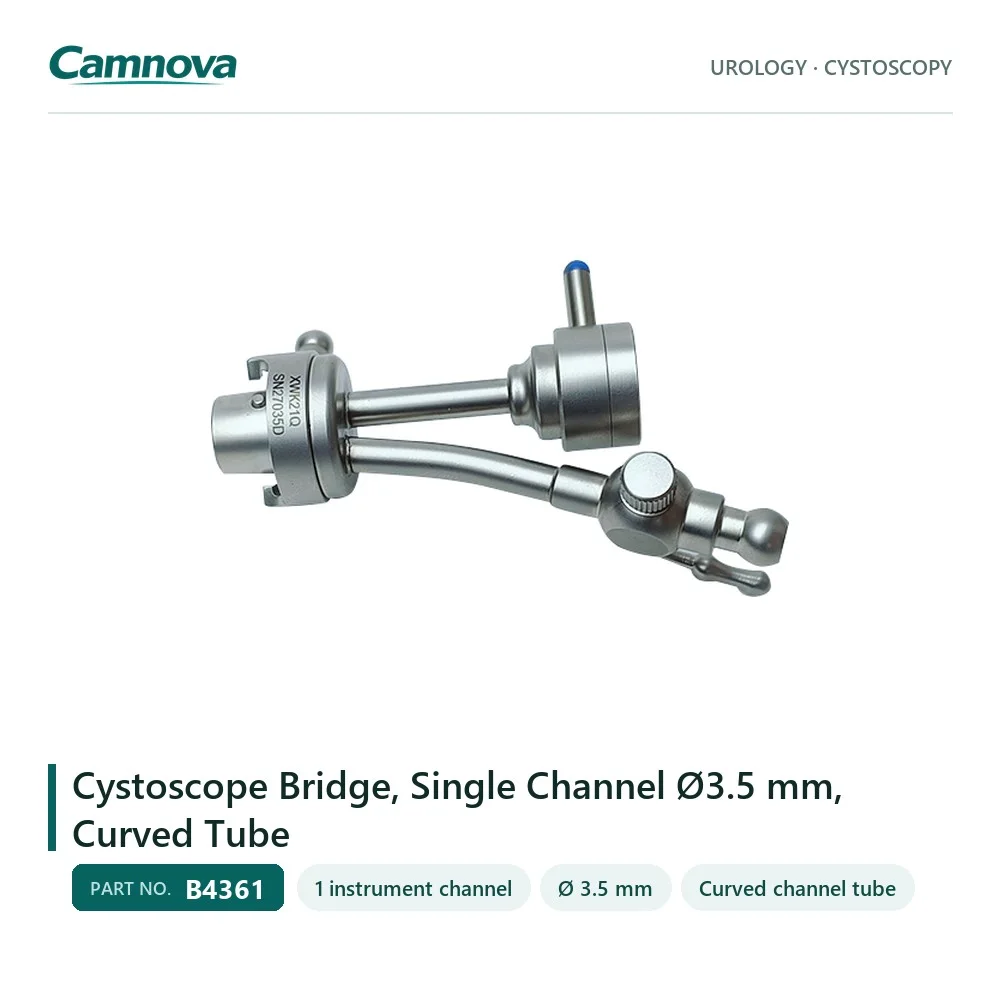 B4361 cystoscope bridge, single 3.5 mm channel on a curved tube